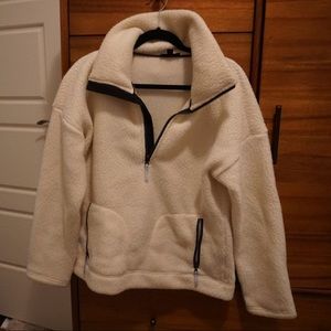 White jcrew polartec fleece hoodie.